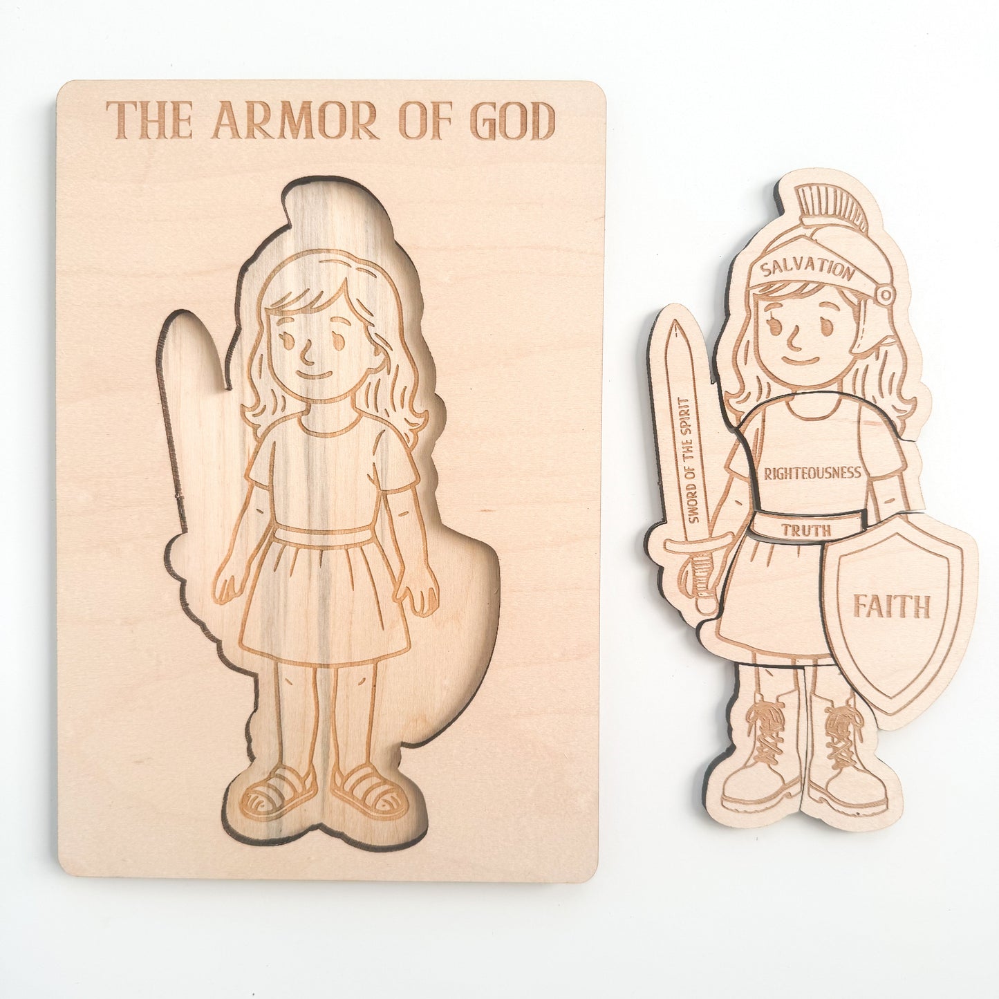 Armor of God Board Puzzle | Laser Engraved Wooden Armor of God Puzzle
