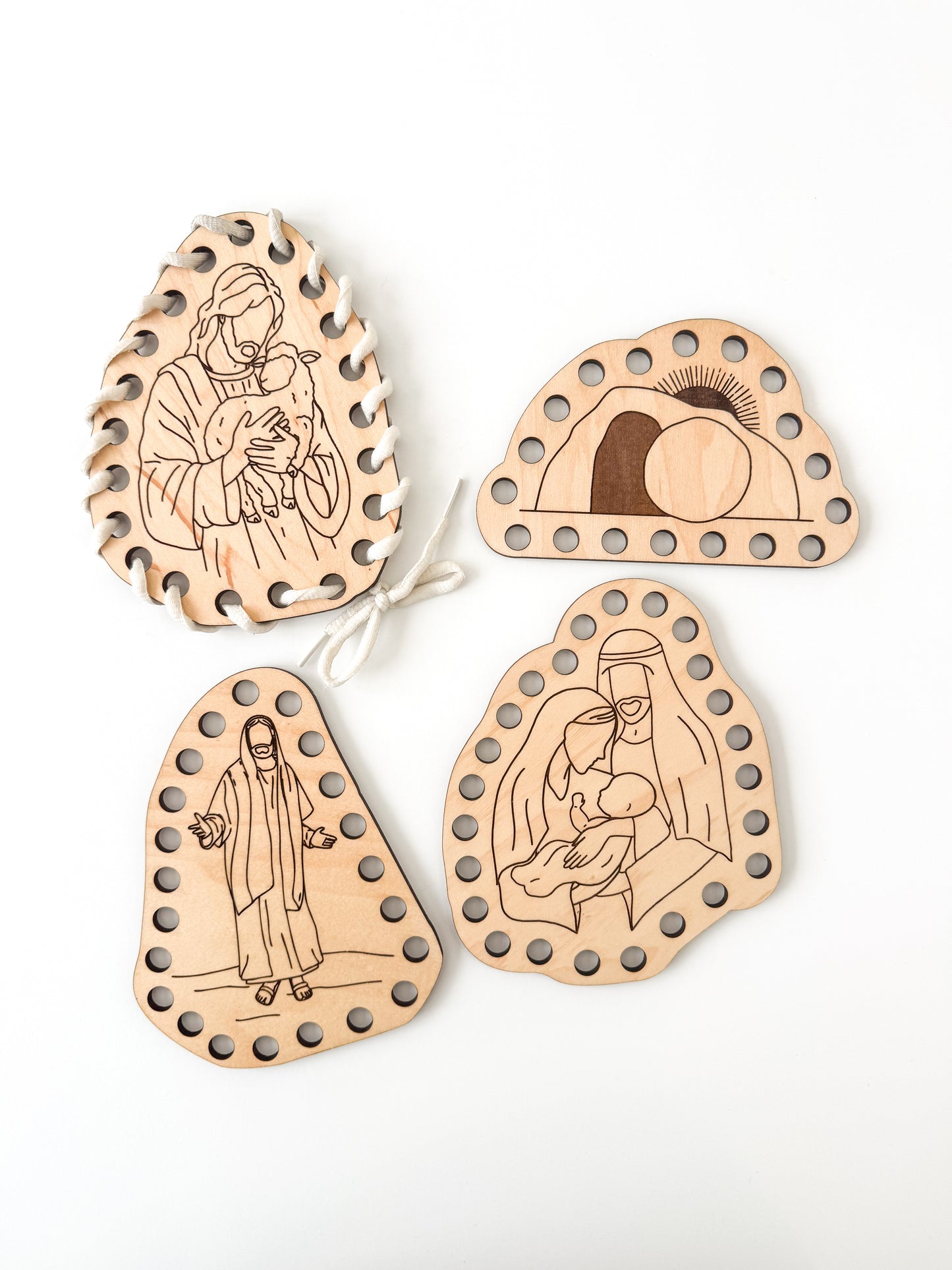 New Testament Wooden Lacing Cards – Gospel-Inspired Montessori Toy for Kids