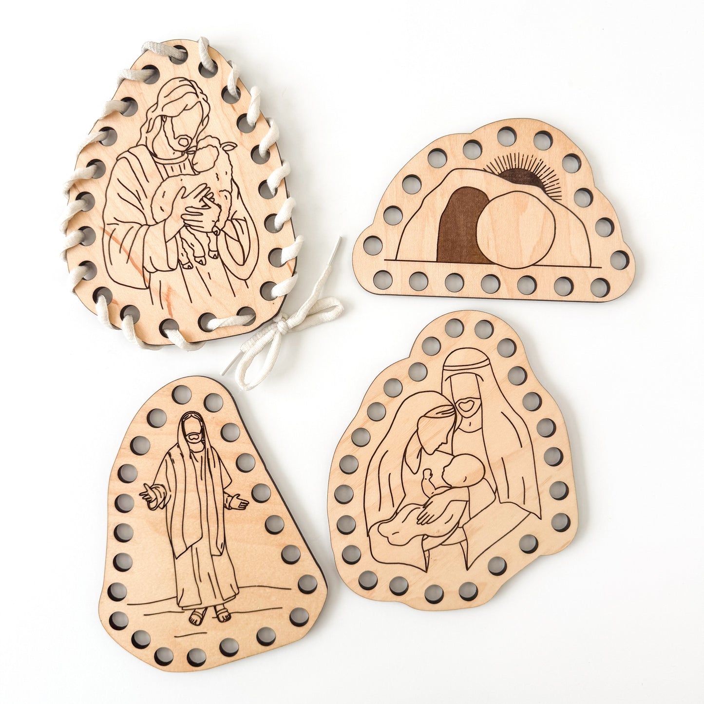 New Testament Wooden Lacing Cards – Gospel-Inspired Montessori Toy for Kids