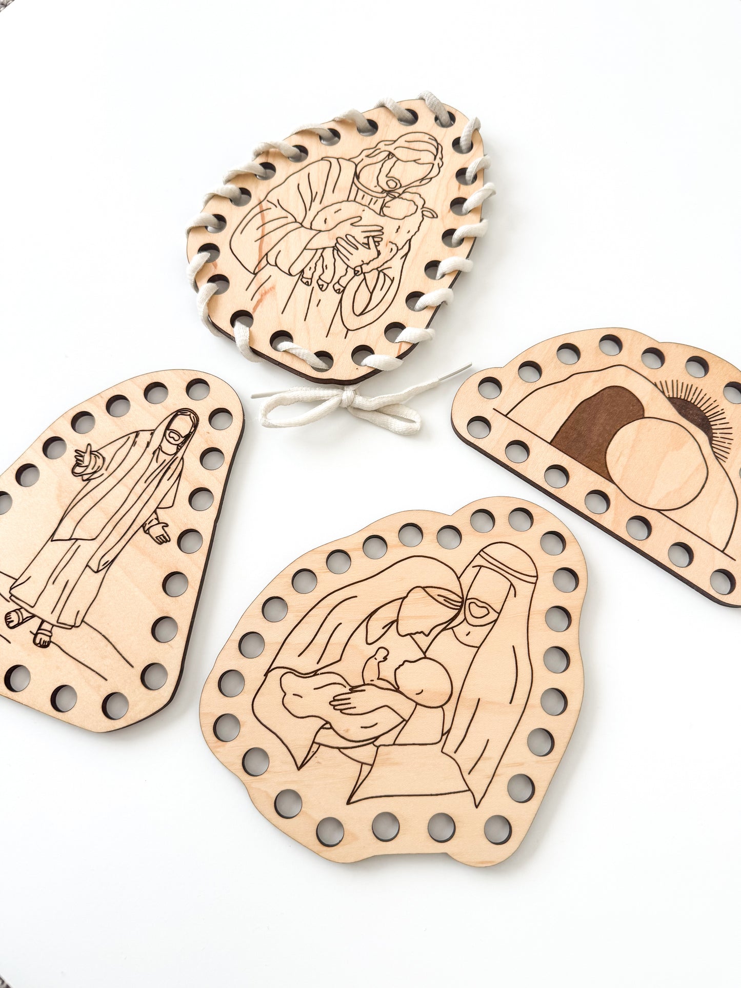 New Testament Wooden Lacing Cards – Gospel-Inspired Montessori Toy for Kids