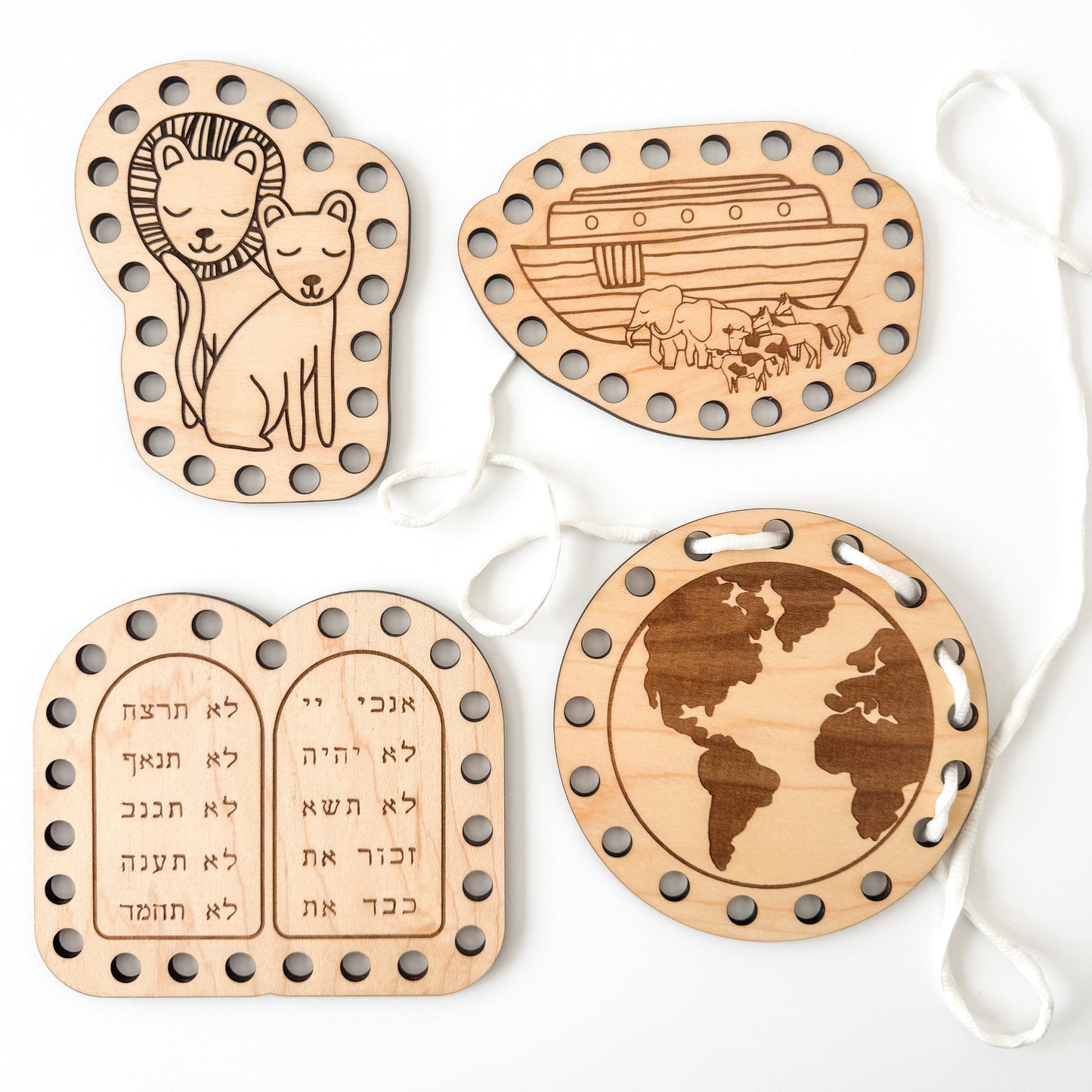 Old Testament Wooden Lacing Cards – Gospel-Inspired Montessori Toy for Kids