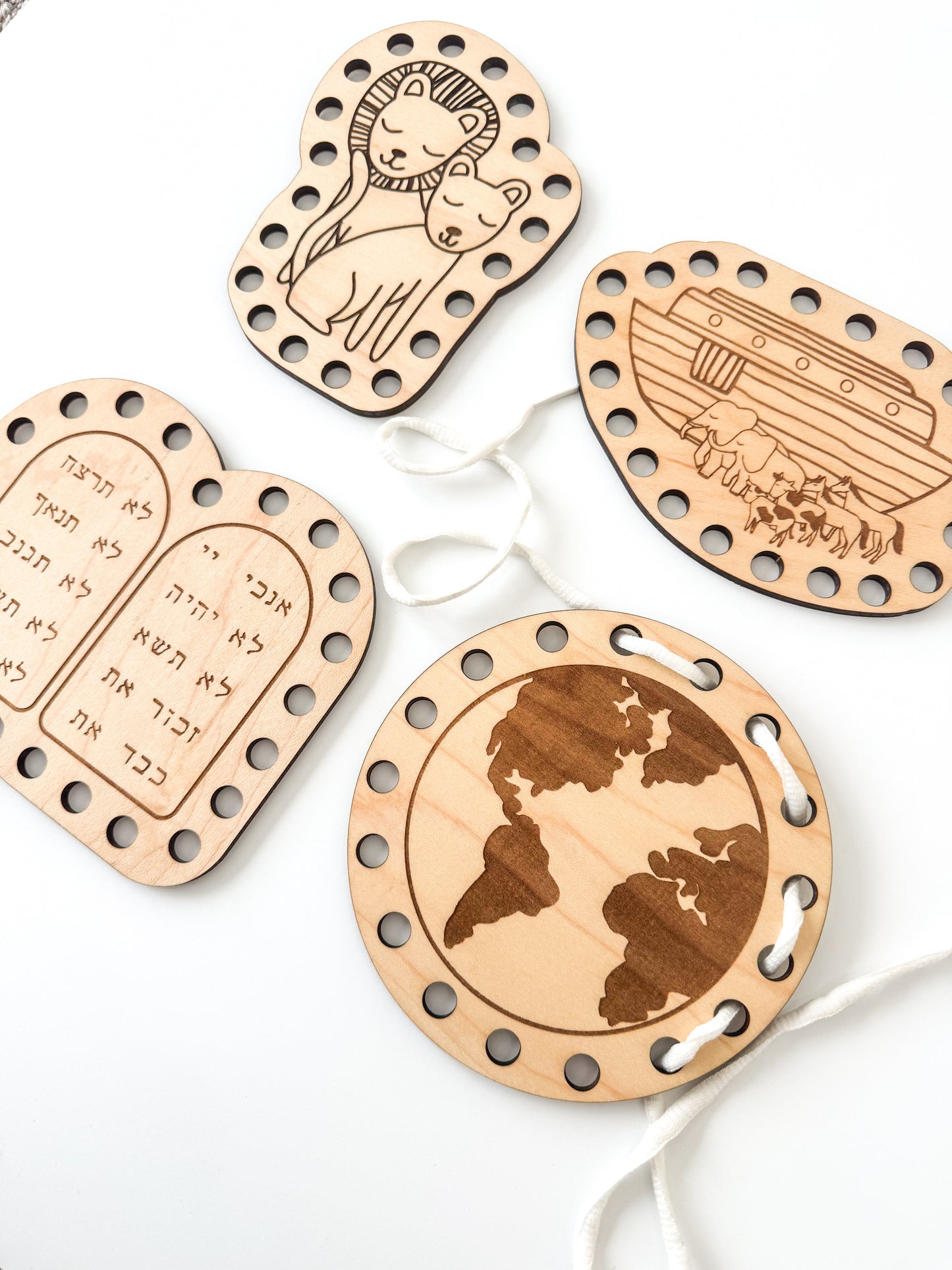 Old Testament Wooden Lacing Cards – Gospel-Inspired Montessori Toy for Kids