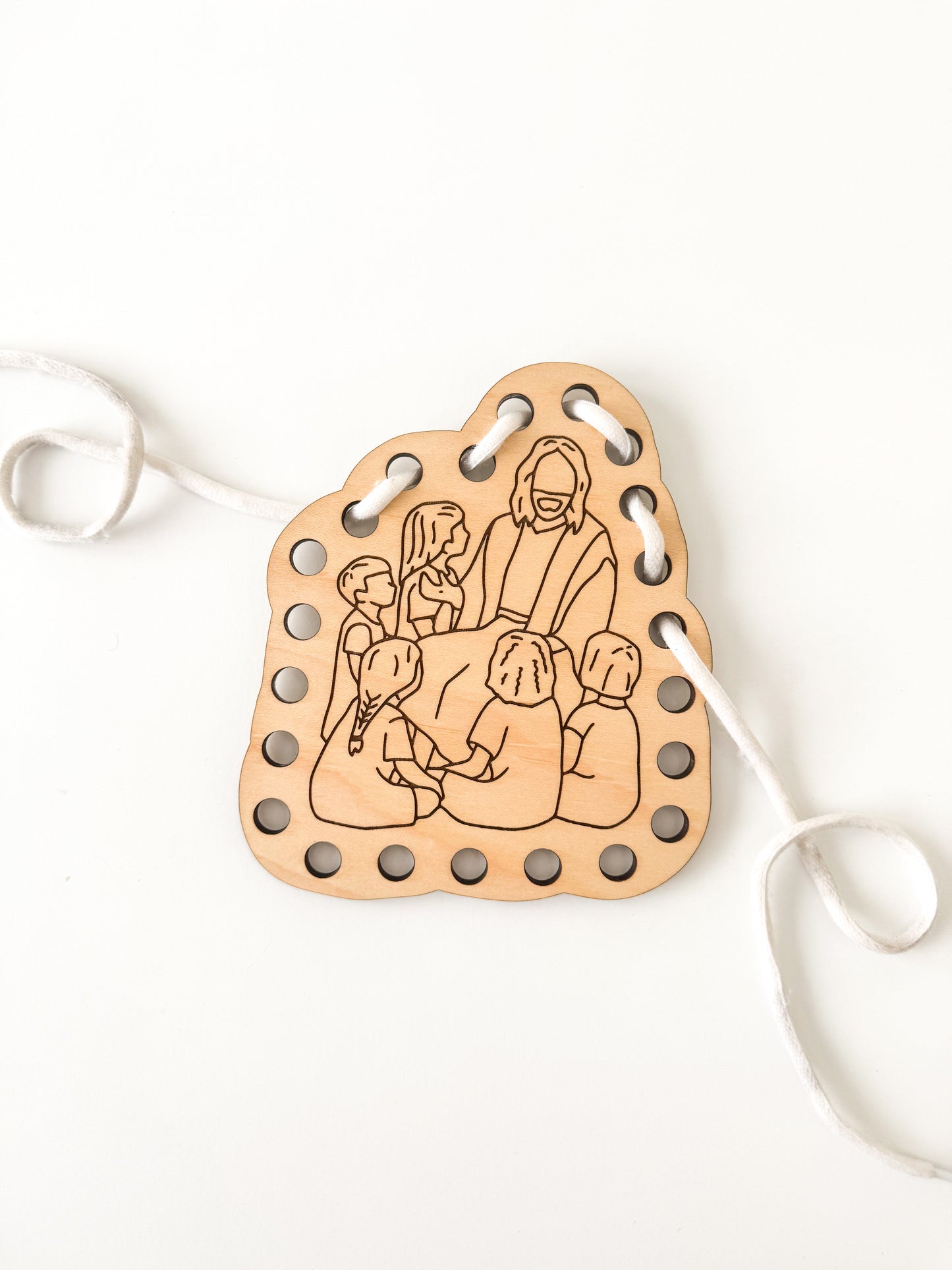 Gospel Themed Wooden Lacing Cards – Latter-day Saint Montessori Toy for Kids