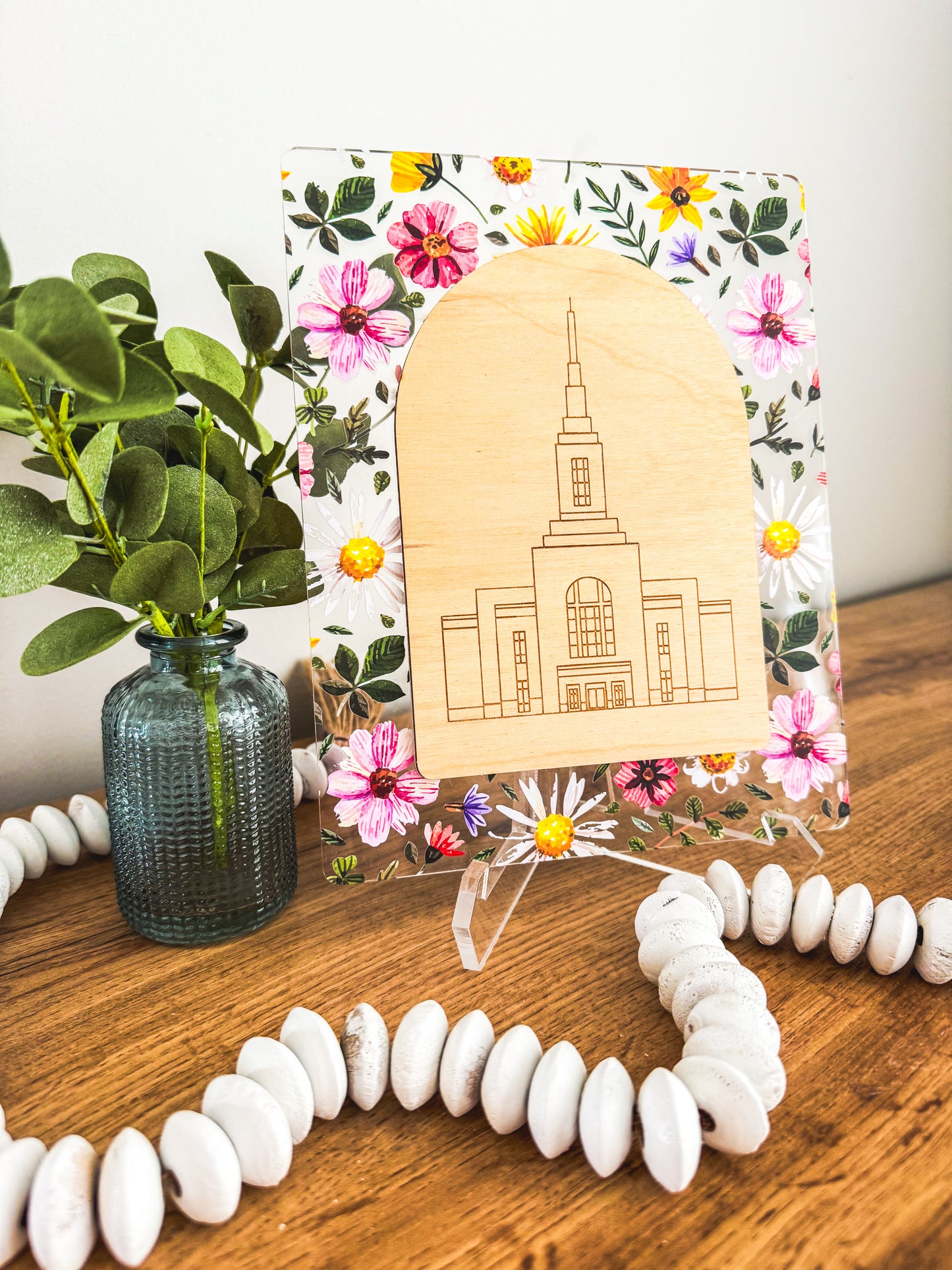 The Garden | Custom Floral Acrylic & Wood Temple Sign