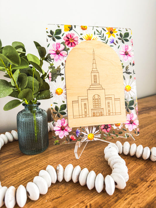 The Garden | Custom Floral Acrylic & Wood Temple Sign