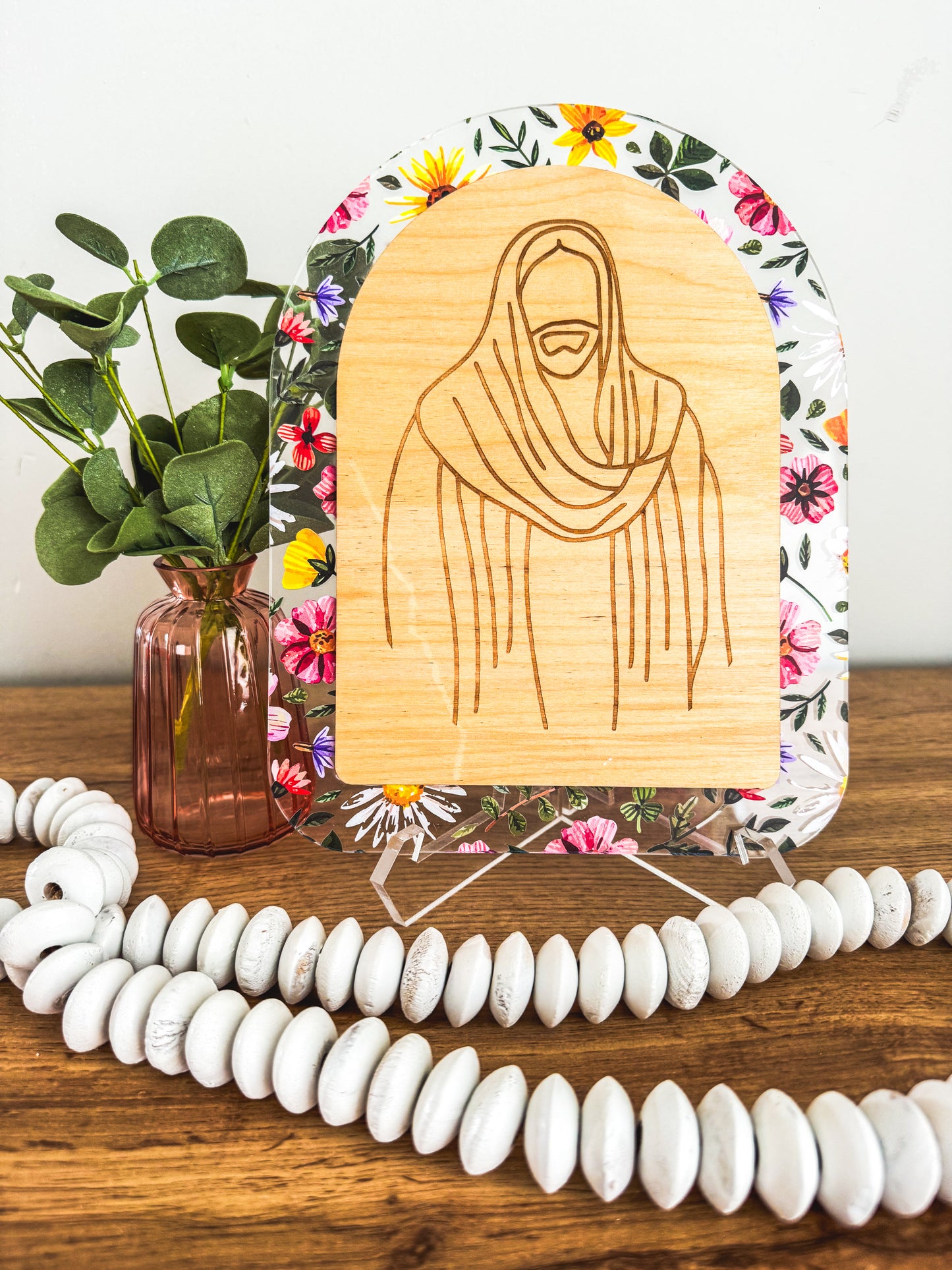 The Gardener | Floral Acrylic & Wood Christ Sign