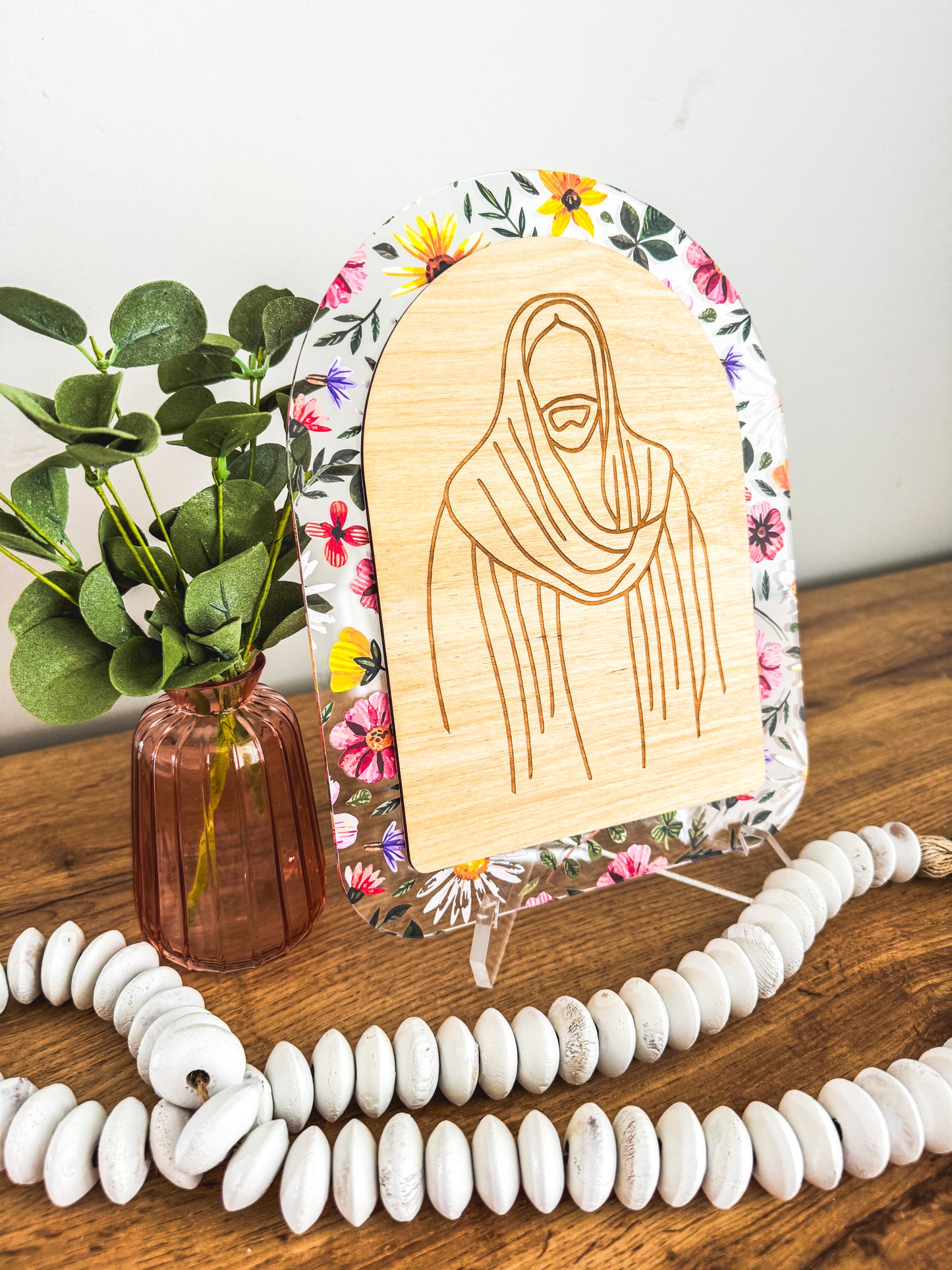 The Gardener | Floral Acrylic & Wood Christ Sign