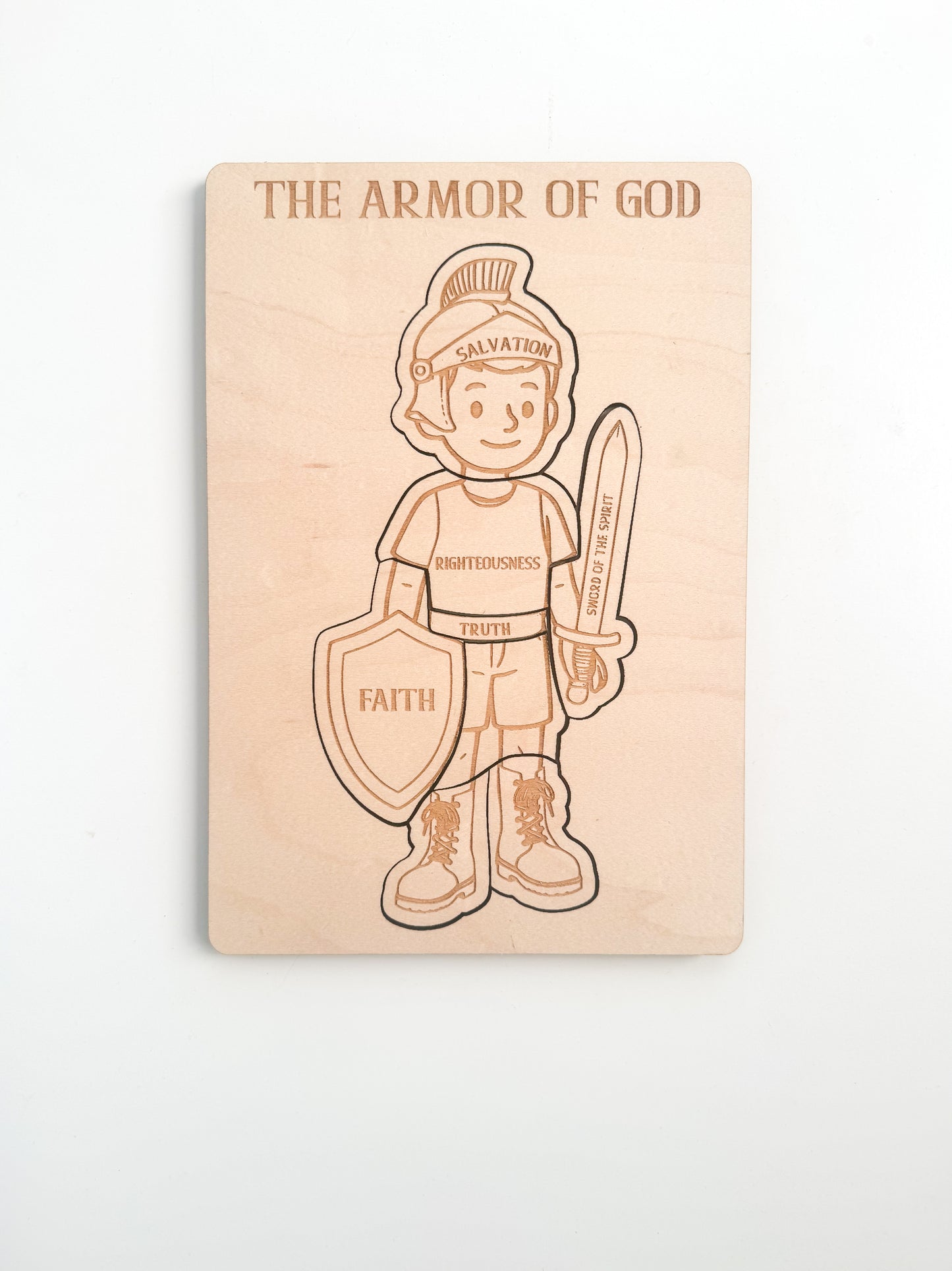 Armor of God Board Puzzle | Laser Engraved Wooden Armor of God Puzzle