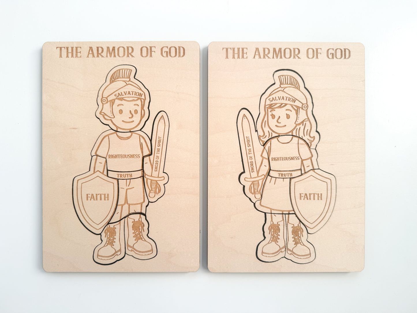 Armor of God Board Puzzle | Laser Engraved Wooden Armor of God Puzzle