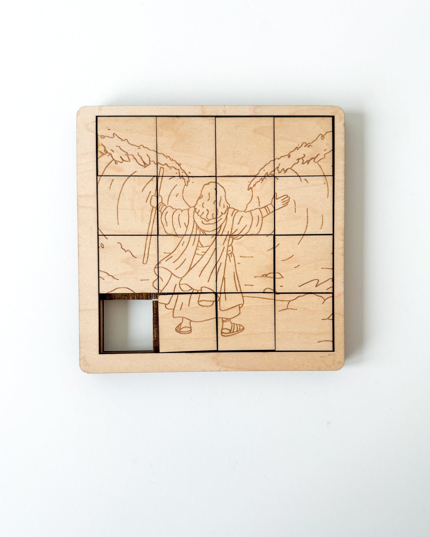 Wooden Gospel Slide Puzzle | Christian Faith Toy | Laser Engraved Scripture Art