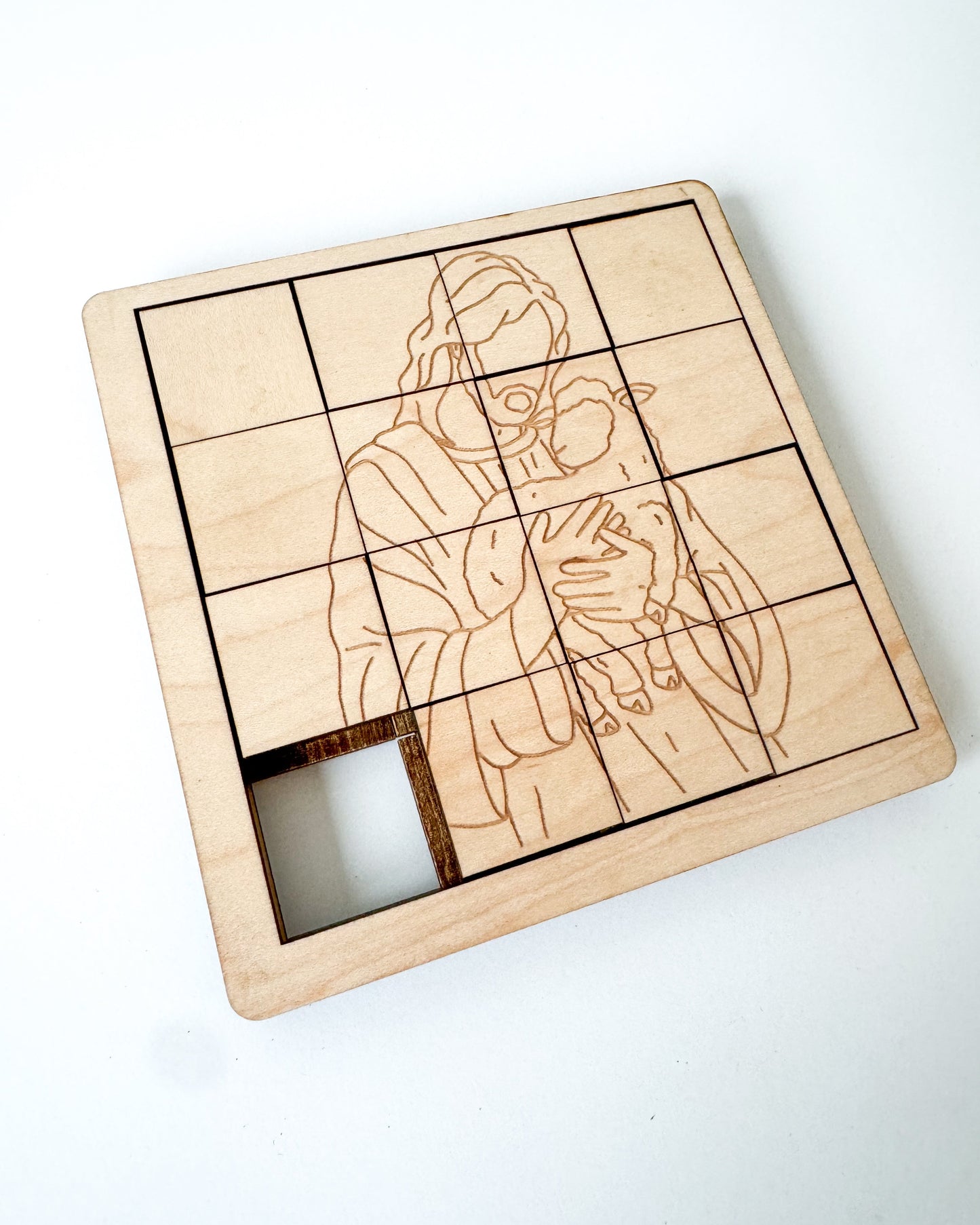 Wooden Gospel Slide Puzzle | Christian Faith Toy | Laser Engraved Scripture Art