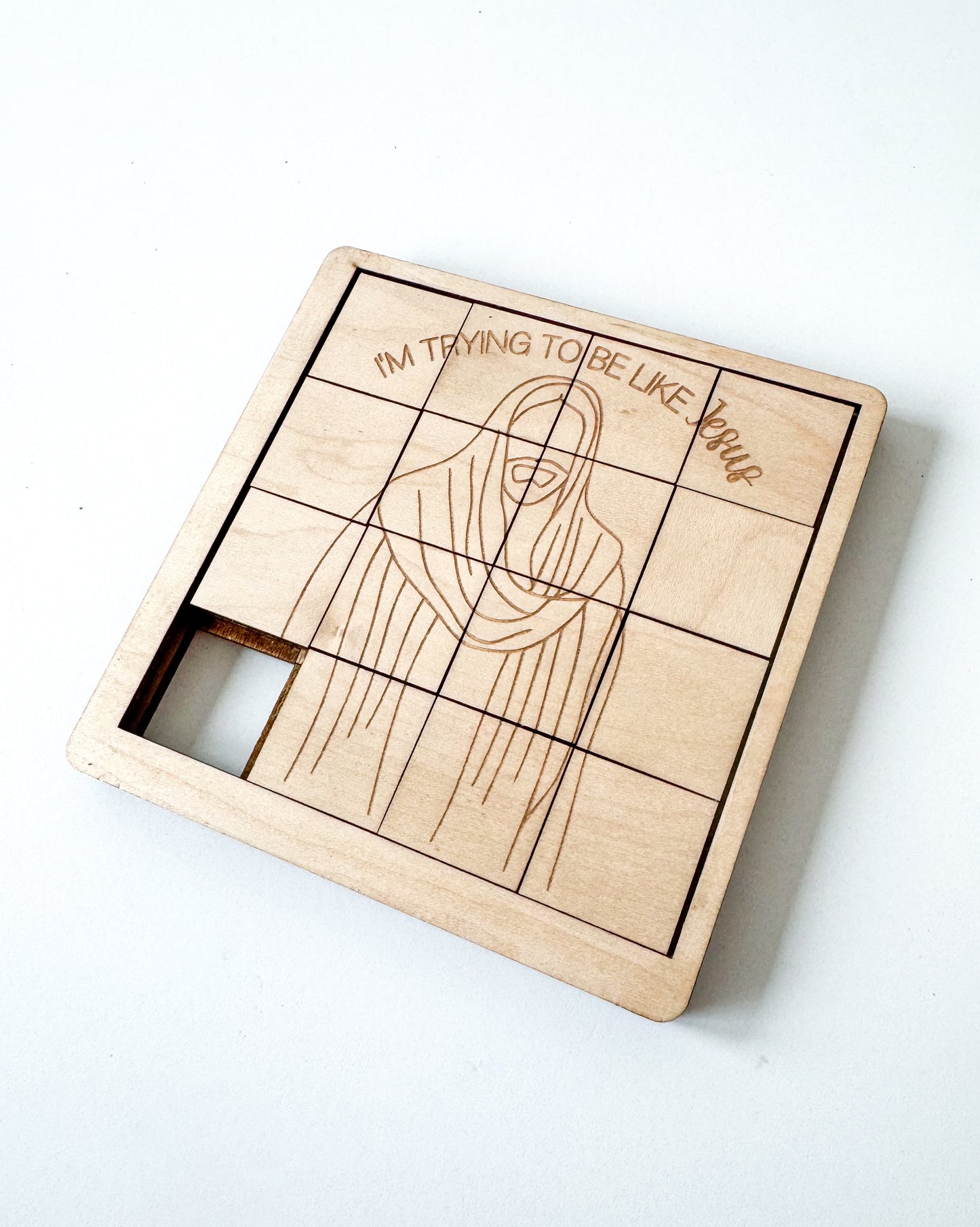 Wooden Gospel Slide Puzzle | Christian Faith Toy | Laser Engraved Scripture Art