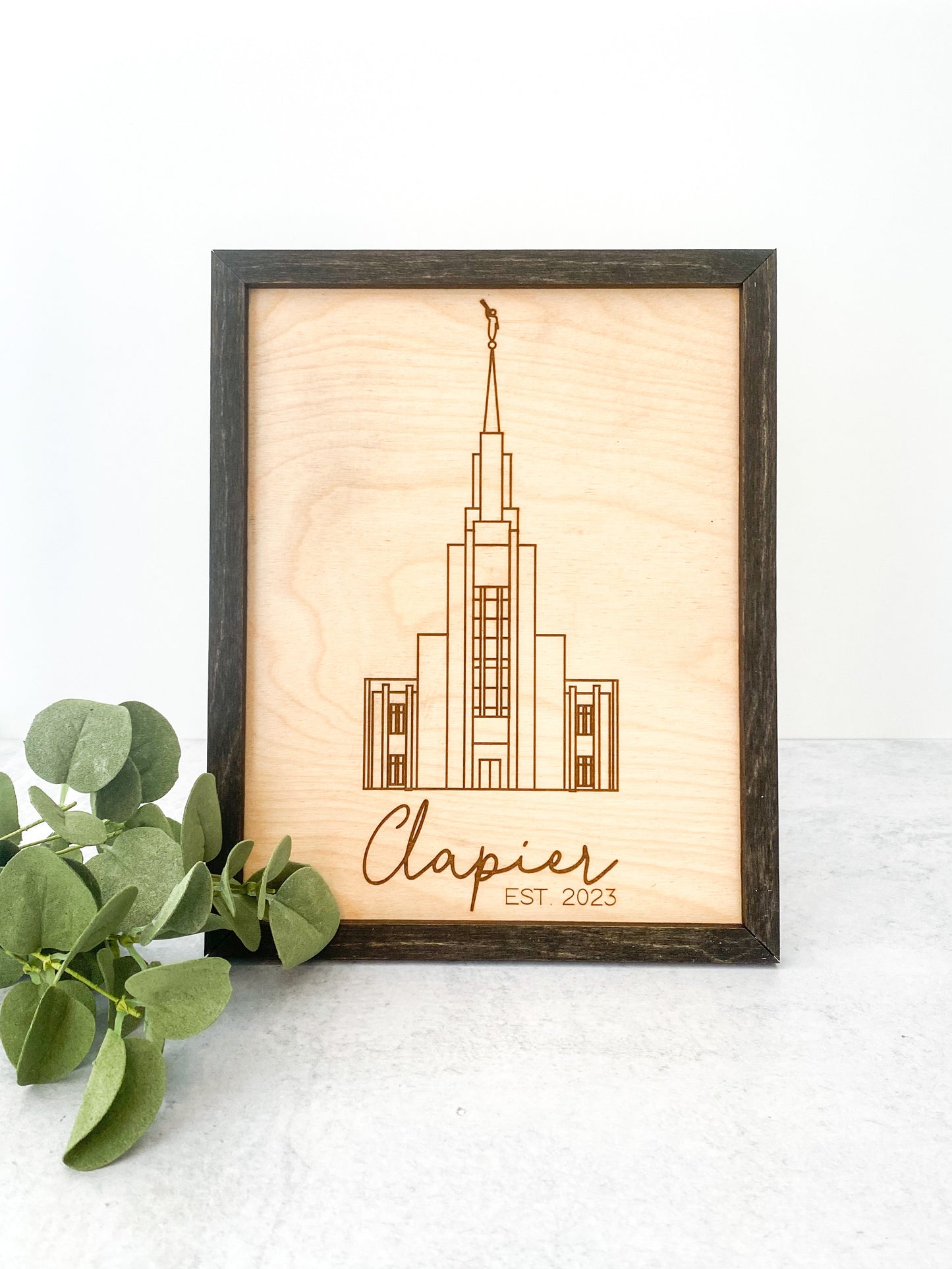 Covenant | Custom LDS Temple Sign – Laser Engraved Linear Design on Wood