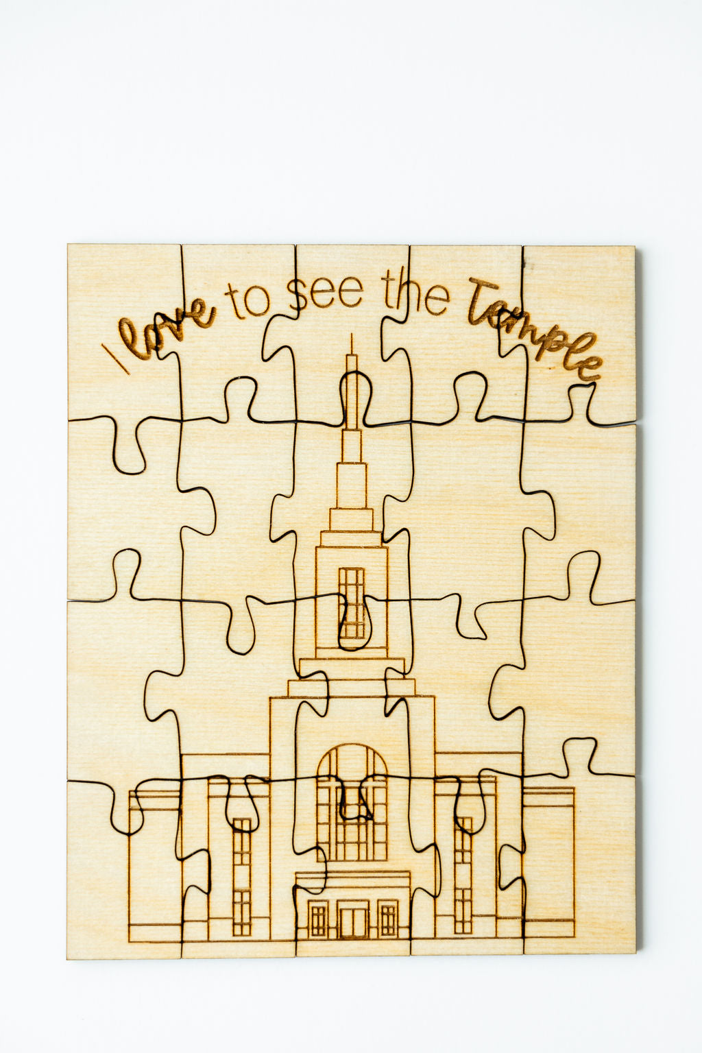 I Love to See the Temple - Laser Engraved Children's Wooden Jigsaw Puzzle