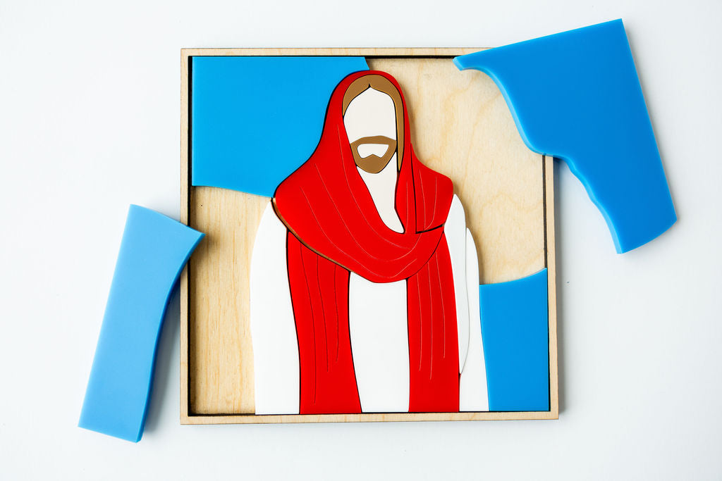 Jesus Christ Wooden or Acrylic Board Puzzle – Laser Engraved Gospel Art & Family Activity