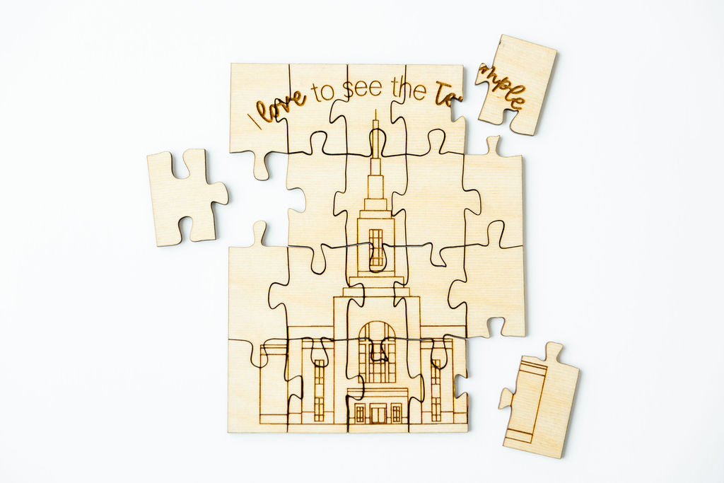 I Love to See the Temple - Laser Engraved Children's Wooden Jigsaw Puzzle