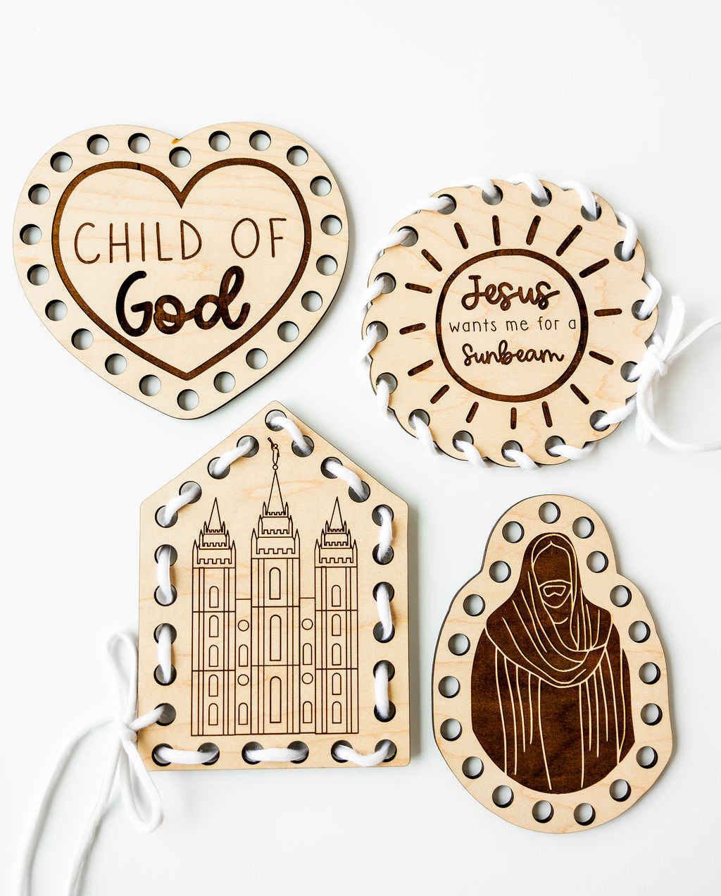 Gospel Themed Wooden Lacing Cards – Latter-day Saint Montessori Toy for Kids