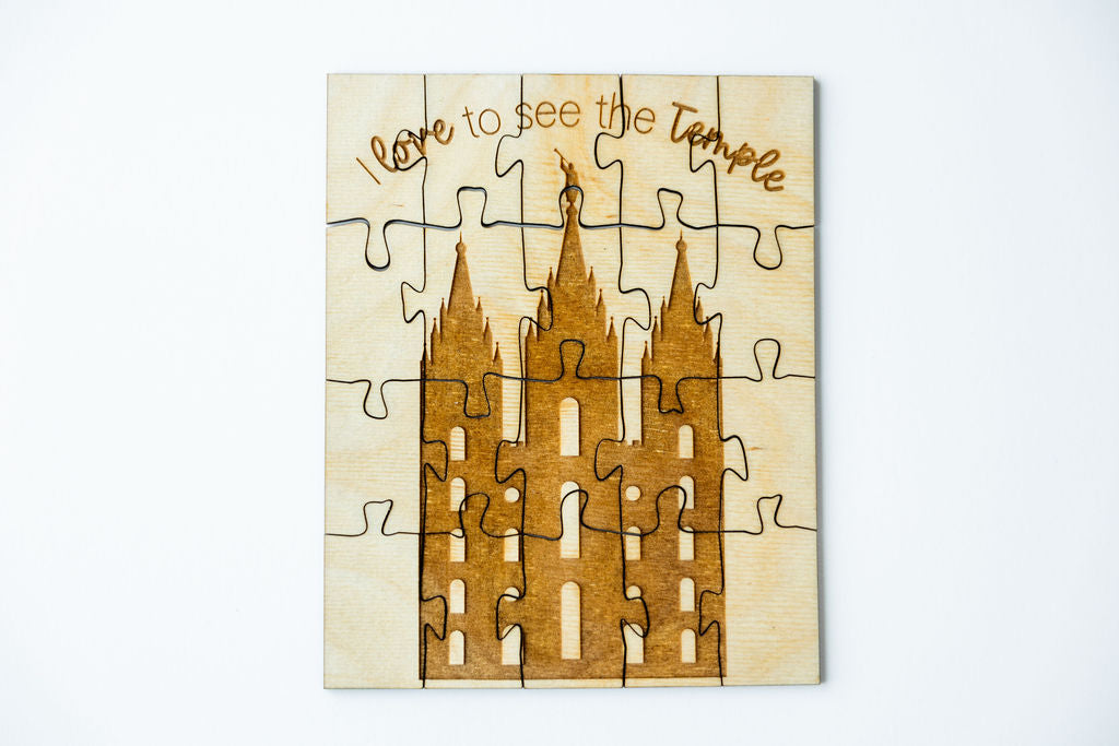 I Love to See the Temple - Laser Engraved Children's Wooden Jigsaw Puzzle