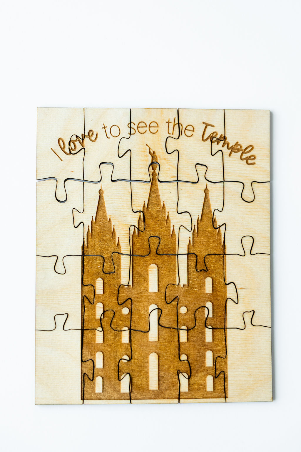 I Love to See the Temple - Laser Engraved Children's Wooden Jigsaw Puzzle