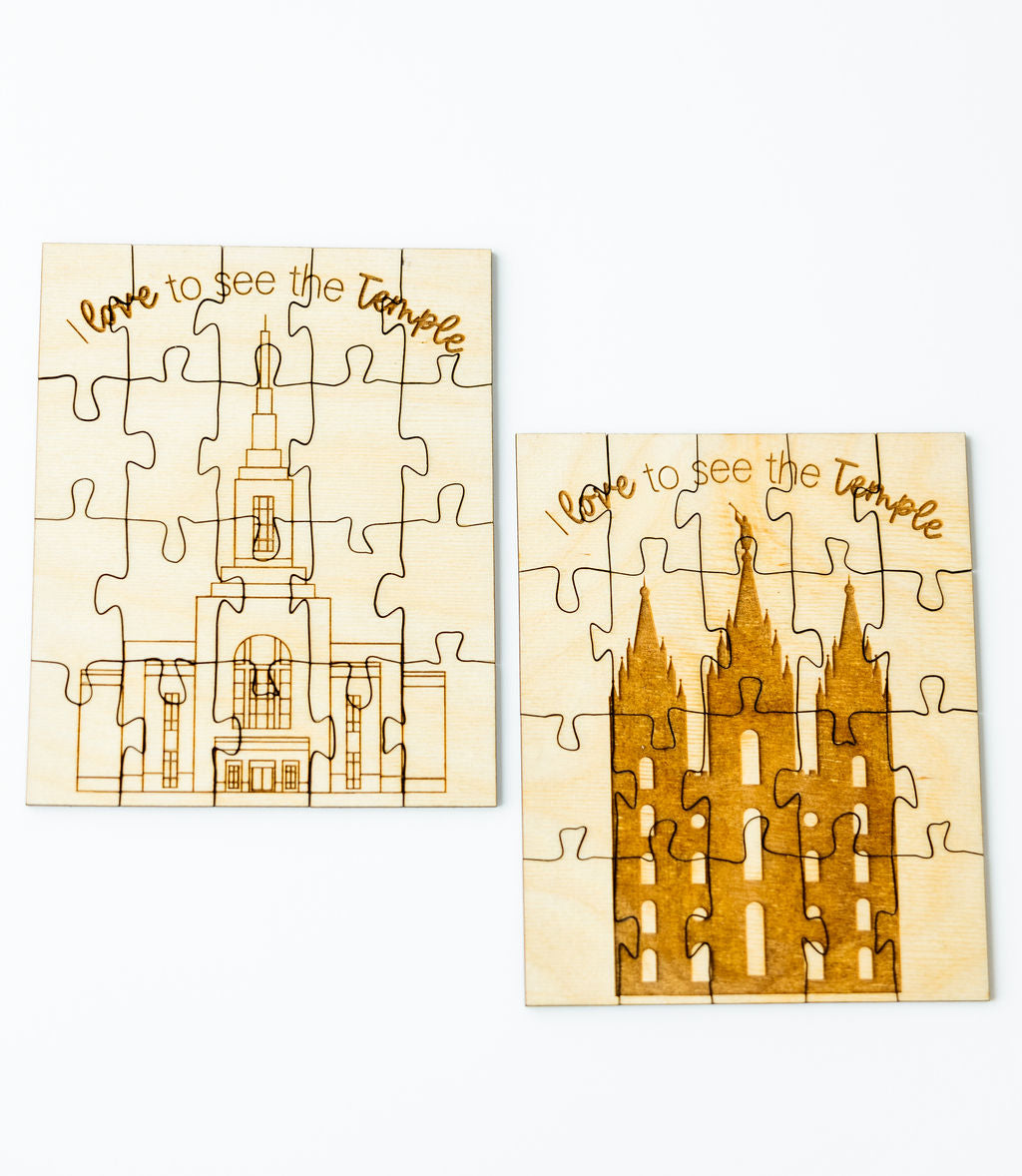 I Love to See the Temple - Laser Engraved Children's Wooden Jigsaw Puzzle