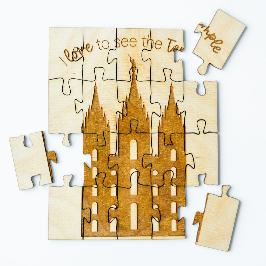 I Love to See the Temple - Laser Engraved Children's Wooden Jigsaw Puzzle