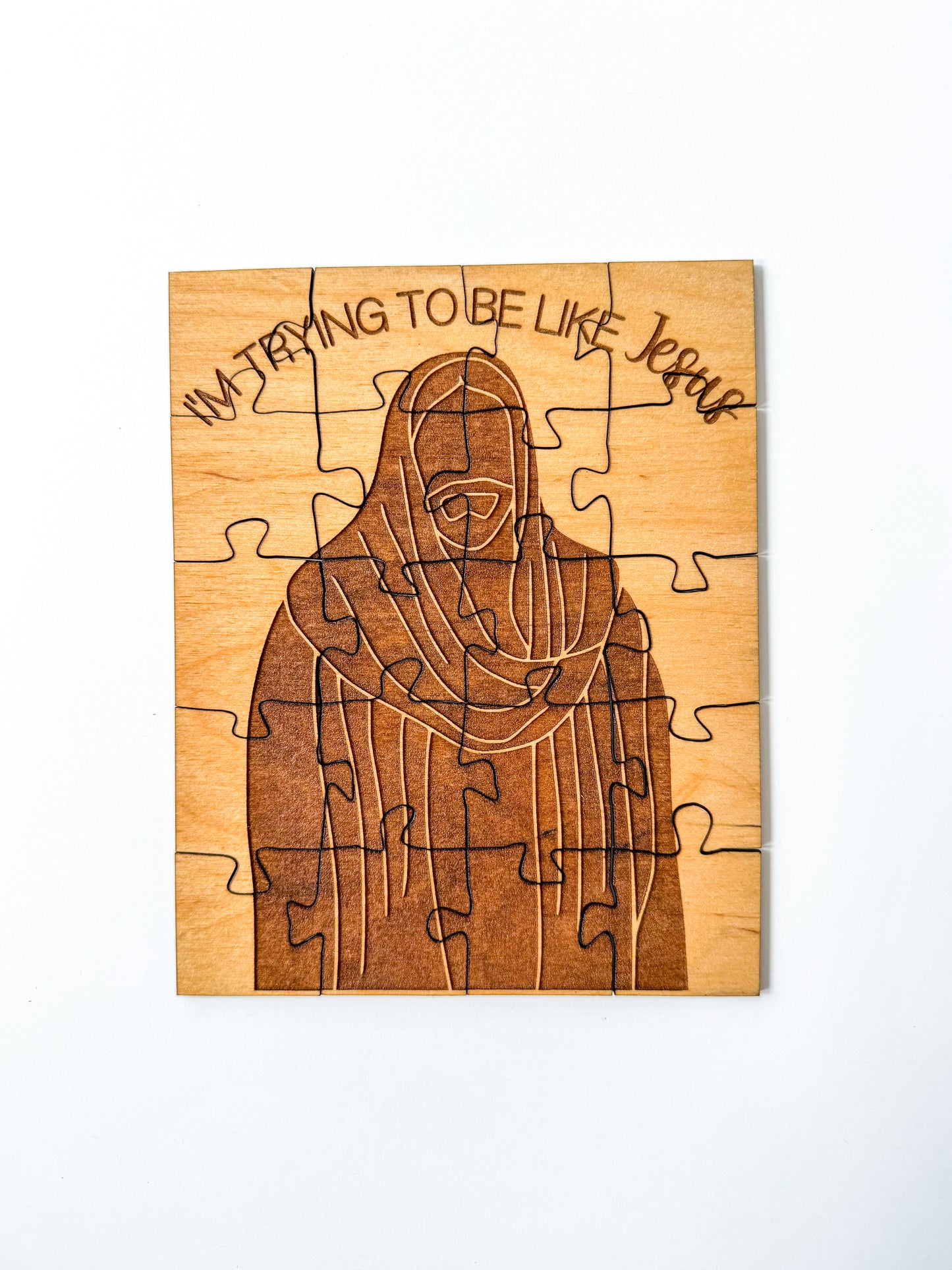 I'm Trying to be Like Jesus - Laser Engraved Children's Wooden Jigsaw Puzzle