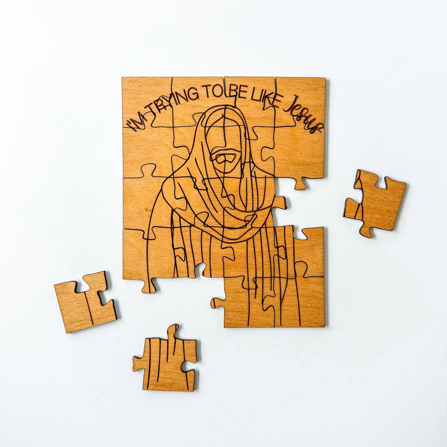 I'm Trying to be Like Jesus - Laser Engraved Children's Wooden Jigsaw Puzzle